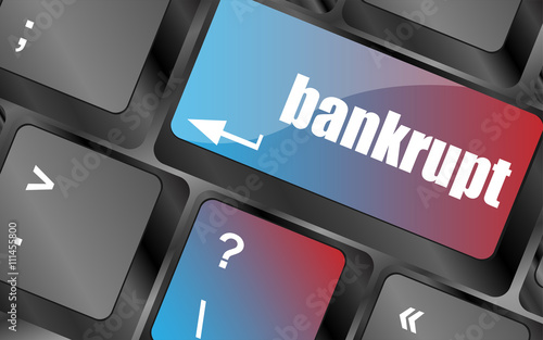 A keyboard with key reading bankrupt, business concept vector, keyboard keys, keyboard button