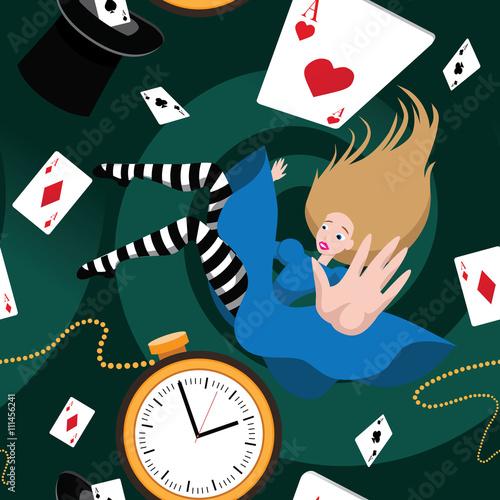Seamless Alice in Wonderland pattern. EPS 10 vector.