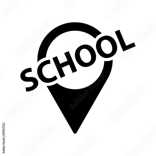 school locaton pin icon on white background photo