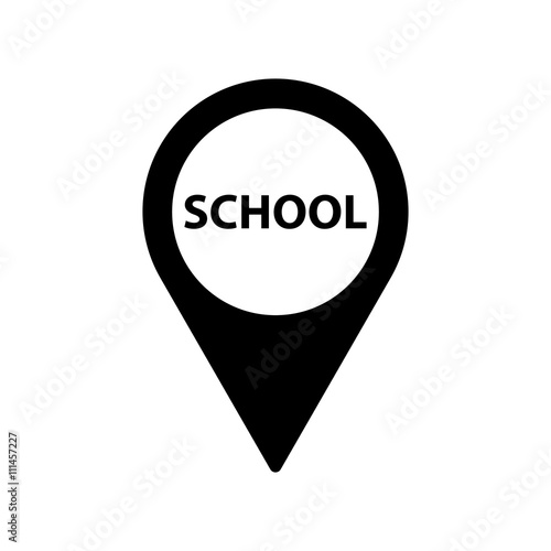 school locaton pin icon on white background photo