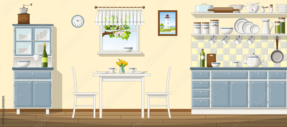 Illustration of a classic kitchen Illustration of a classic kitchen