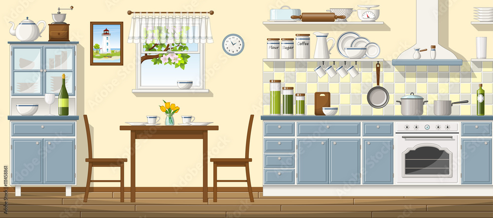Fototapeta premium Illustration of a classic kitchen