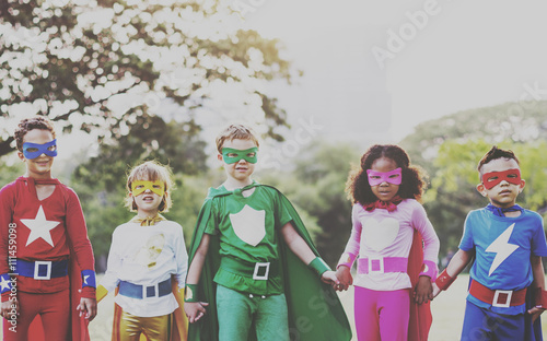 Superhero Kids Aspirations Fun Outdoors Concept