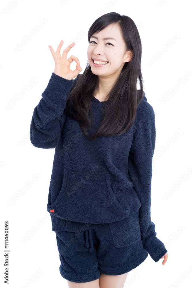 OKの合図をする女性 OKの合図をする女性