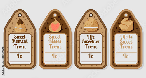 Sweet profiterole tags set