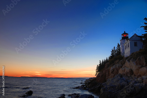 bass harbor lighthouse in Acadia National Park after sunset