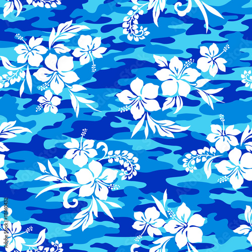 ハイビスカス と迷彩のパターン