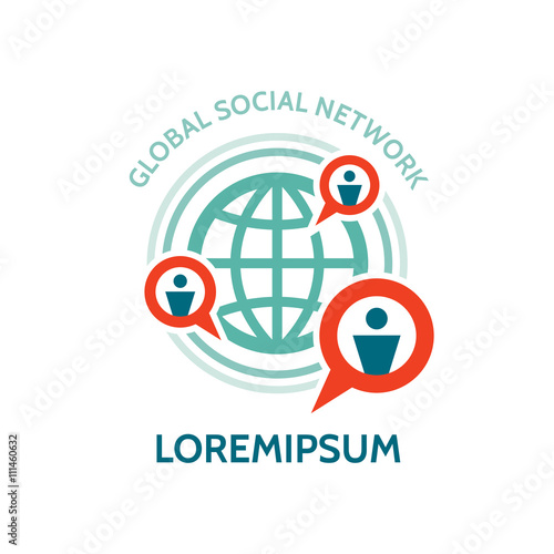Global social network - vector logo concept sign. People geo location concept illustration. Internet communication design illustration.