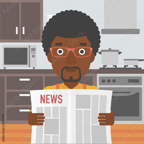Man reading newspaper.