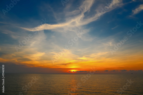 Beautiful sunset above the sea. Nature composition.