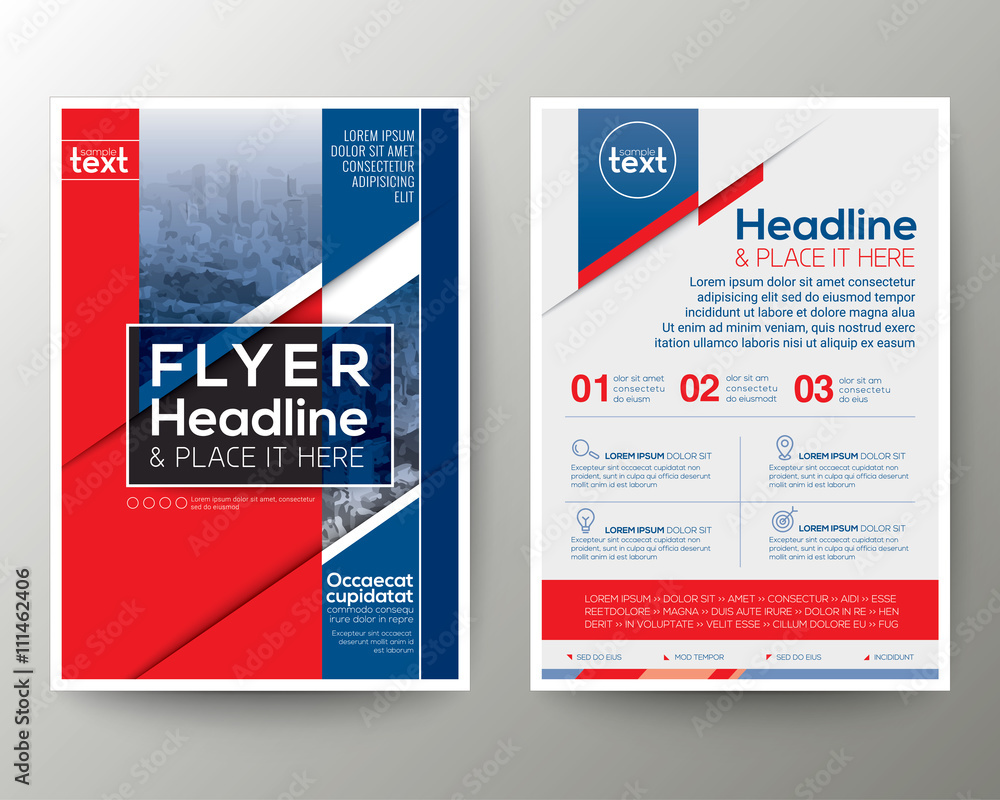 Red and Blue Poster Brochure Flyer design Layout vector template