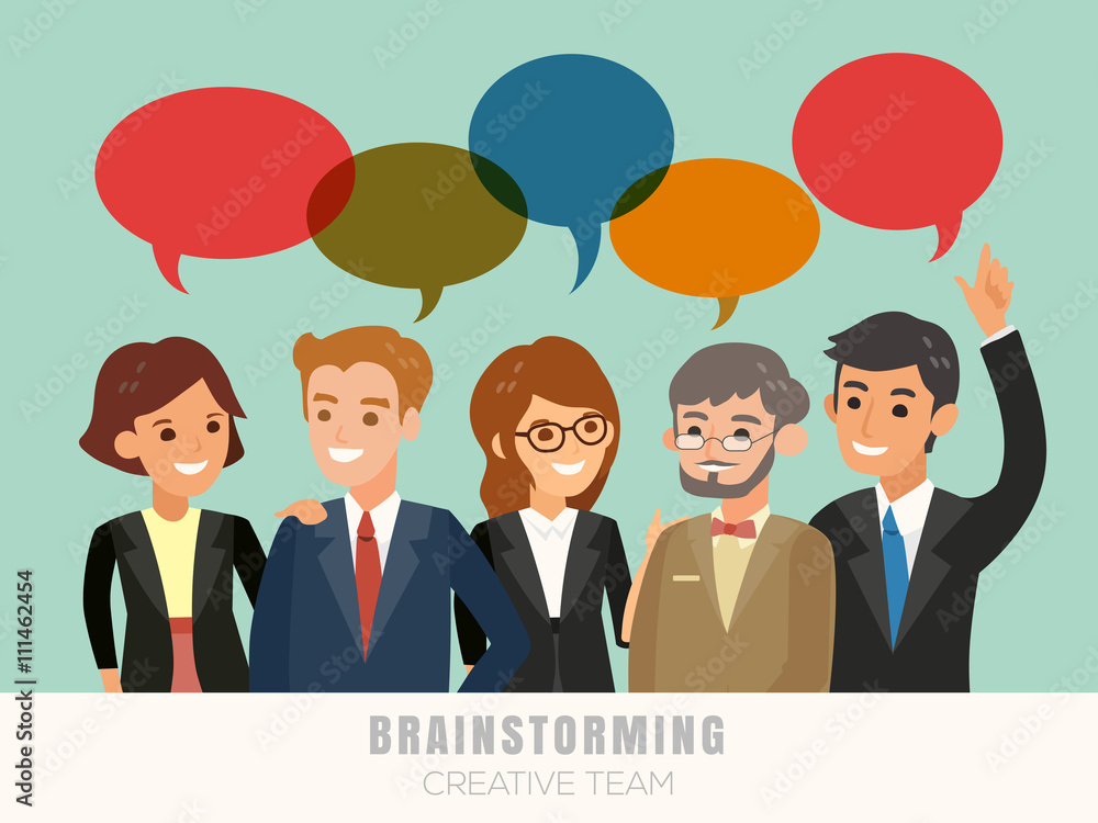 happy business team brainstorming illustration happy business team brainstorming illustration