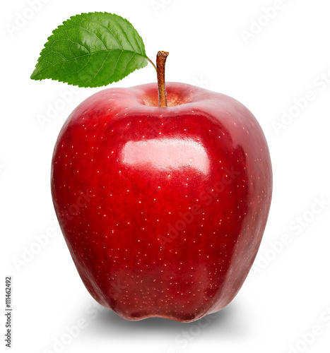 Ripe red apple isolated on a white background.