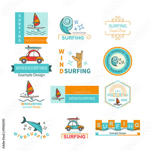 Vector label design template for Windsurfing