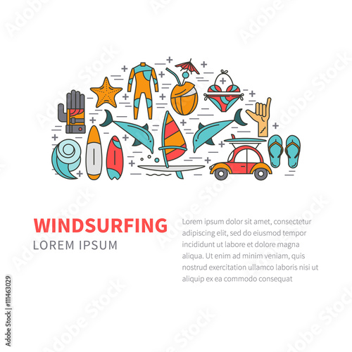 Windsurfing vector pattern design