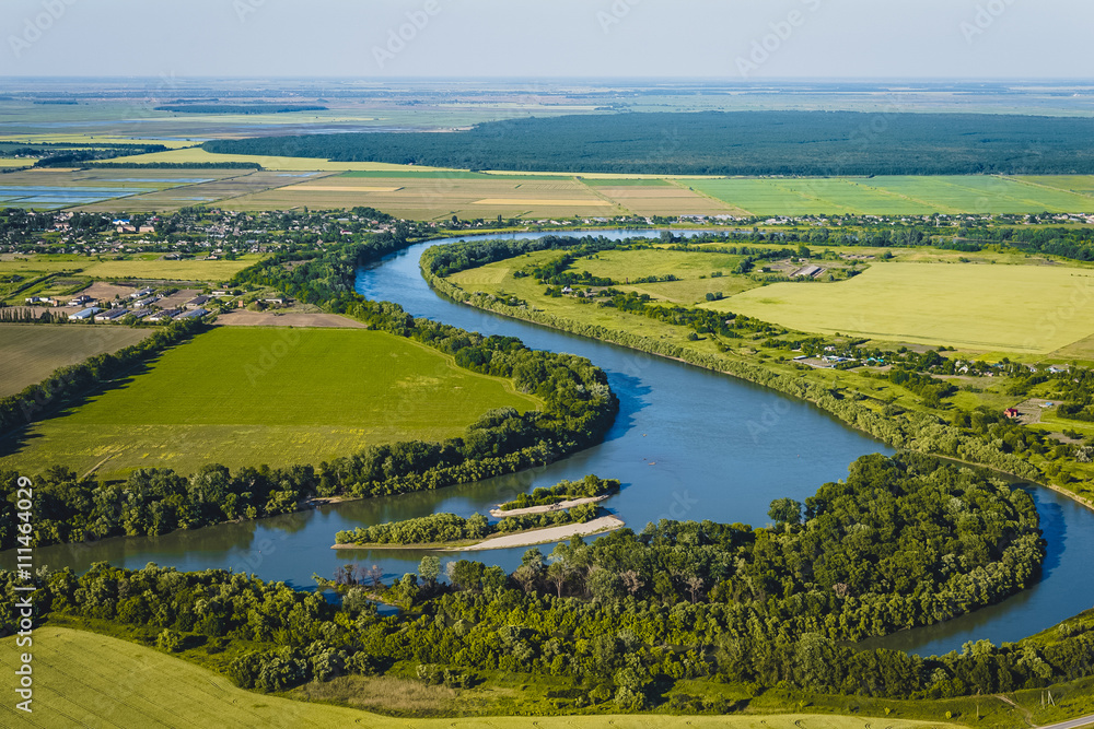 Top view of the river. Krasnodar region, Russia