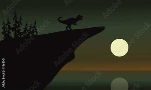 allosaurus in cliff with moon