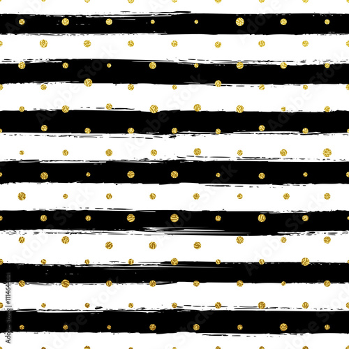 Gllitter gold striped wallpaper. Paint brush strokes background. photo