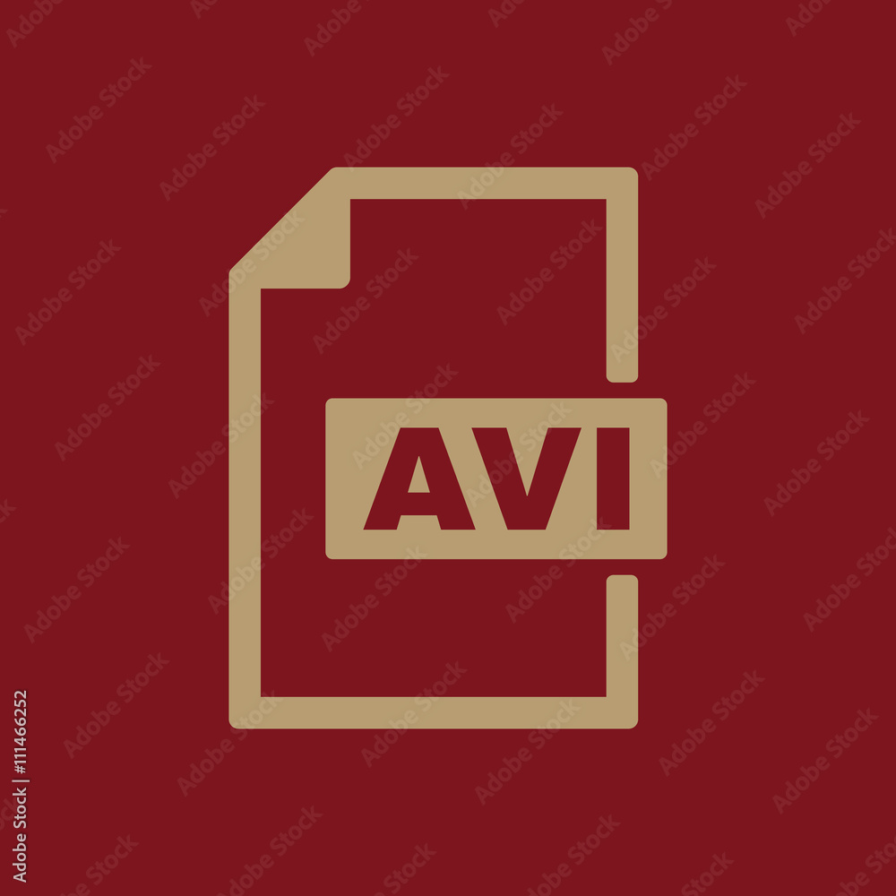 The AVI icon. Video file format symbol. Flat The AVI icon. Video file format symbol. Flat