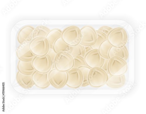 dumplings pelmeni of dough with a filling in packaged vector ill