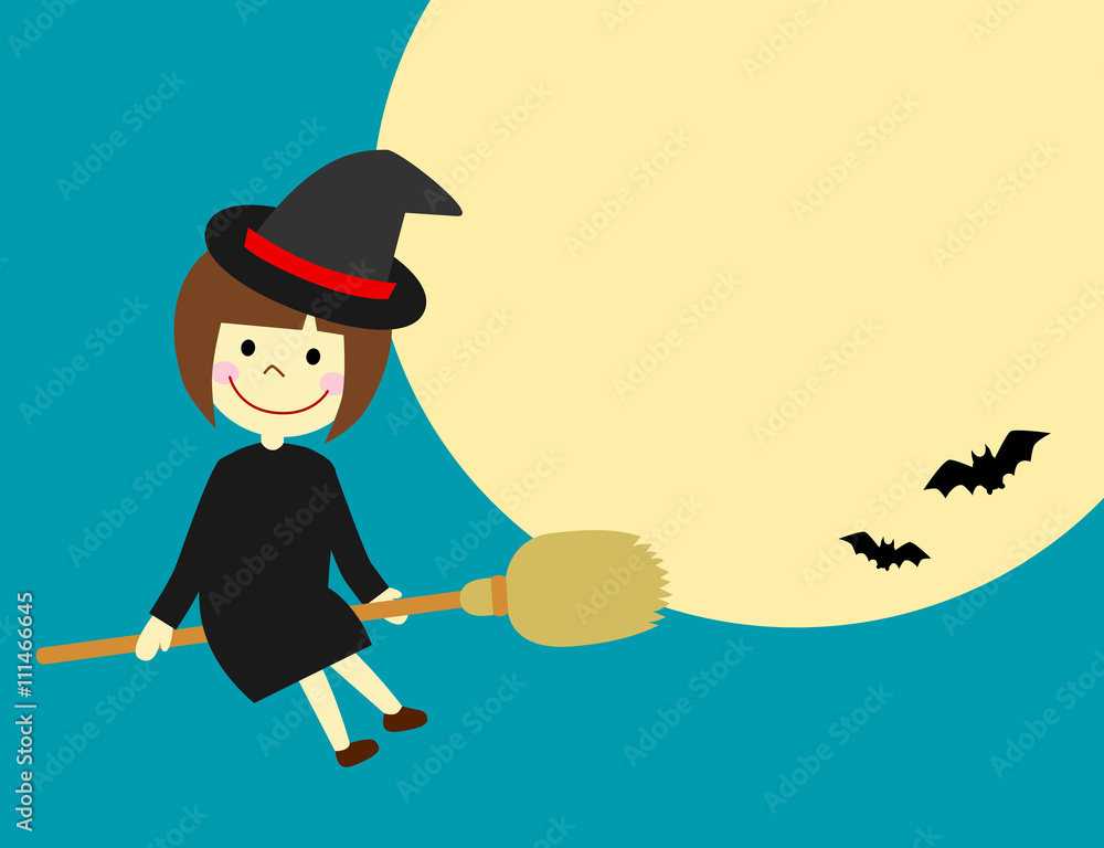 Obraz premium ハロウィンのメッセージカード 魔女