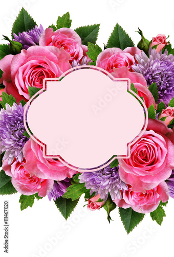 Rose and chrysanthemum flowers background