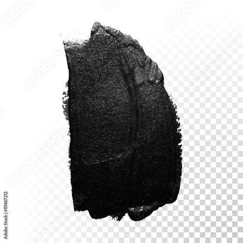 Ink black watercolor brush dab stroke. Vector oil paint gouache.