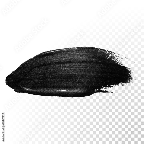 Ink black watercolor brush dab stroke. Vector oil paint gouache.