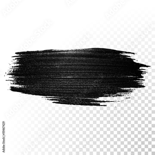 Black watercolor marker brush stroke. Vector oil paint gouache
