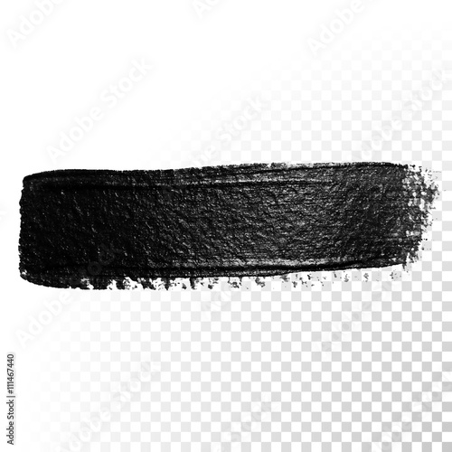 Black watercolor marker brush stroke. Vector oil paint gouache