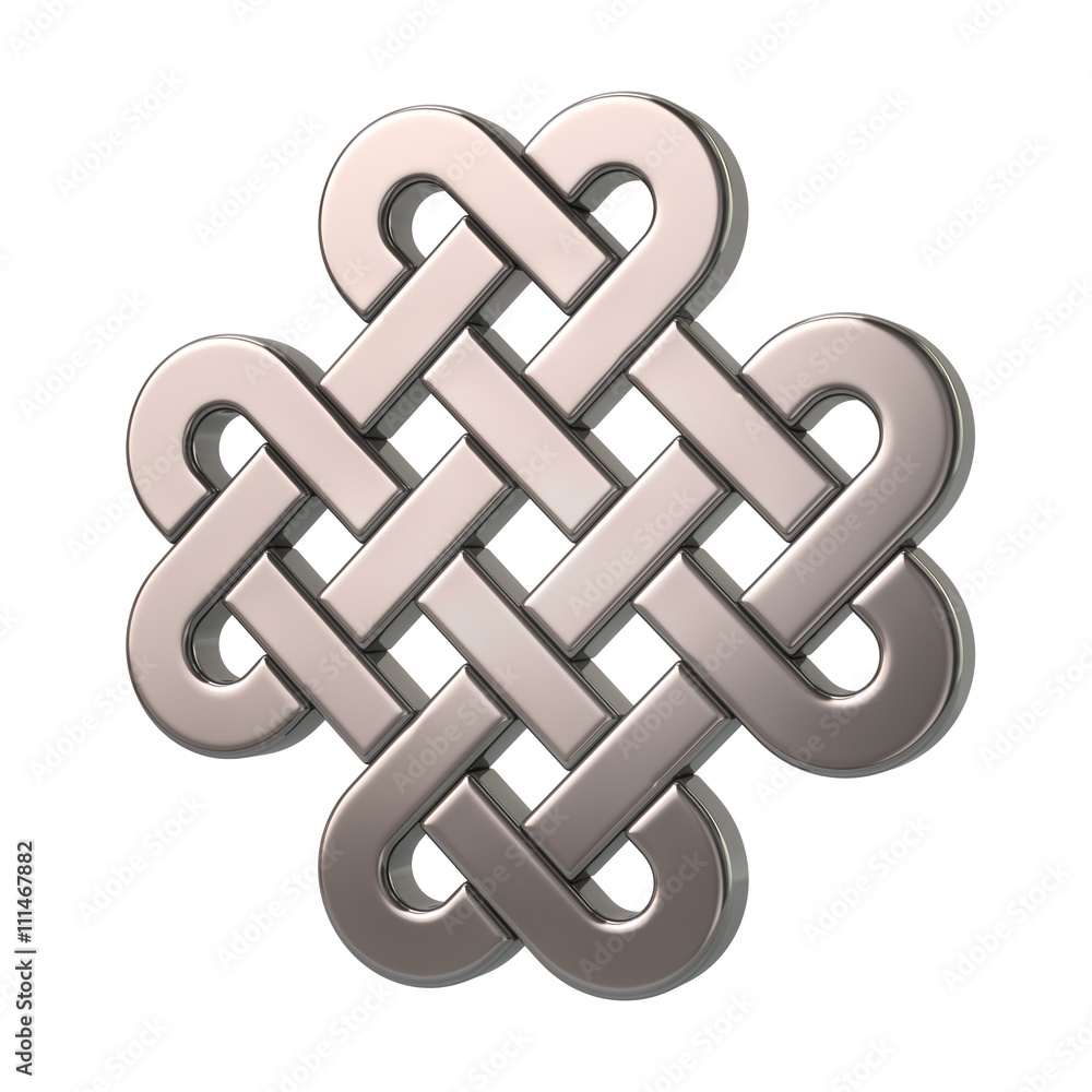 3d illustration of silver eternal knot icon