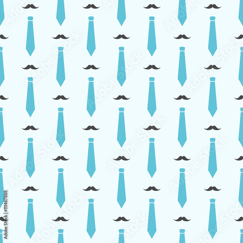 Seamless pattern with mustaches and neckties