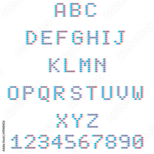 Vector alphabet with stereo effects.