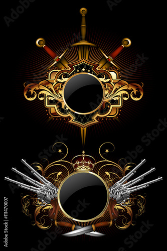 two ornamental shields