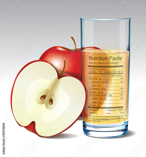 Vector nutrition facts of apple juice