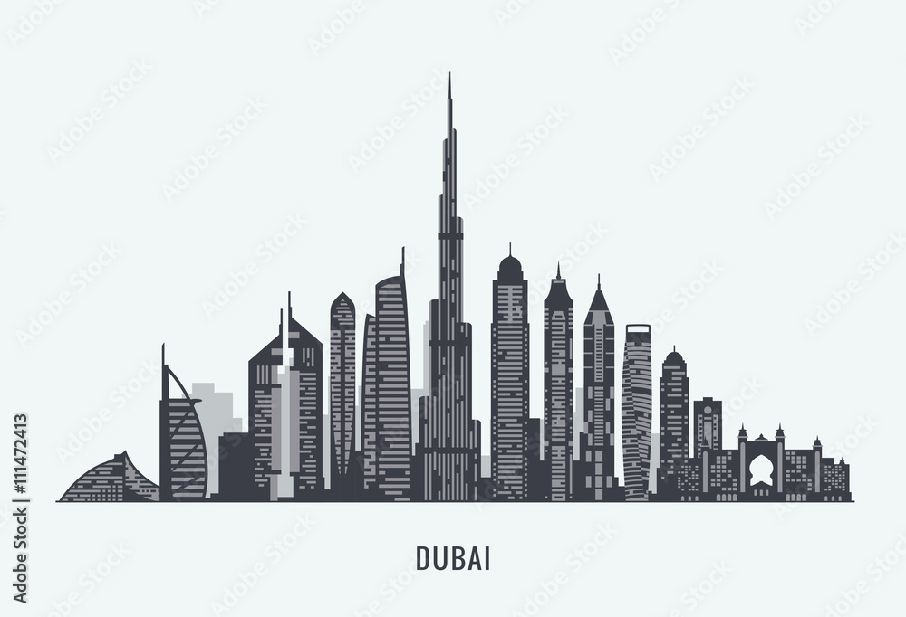 Dubai skyline silhouette