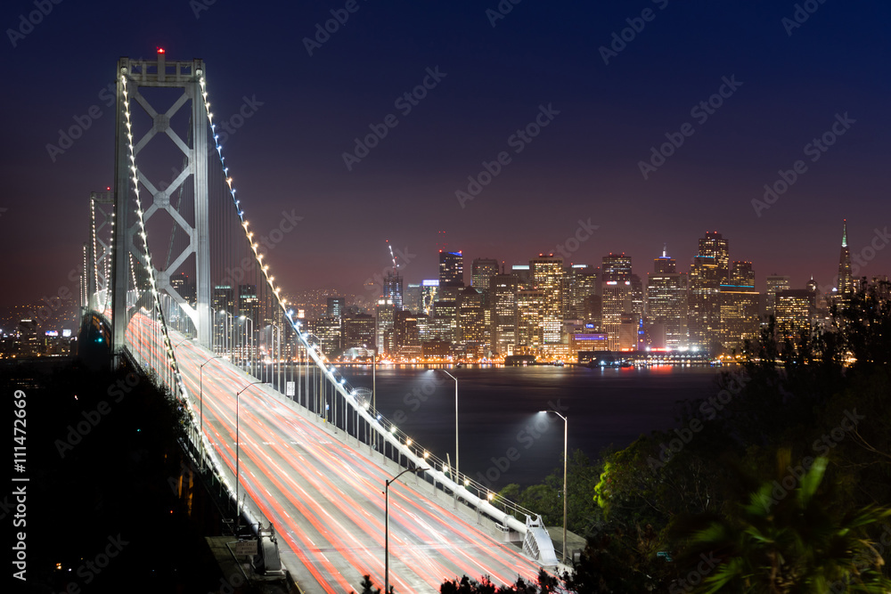 Obraz premium Bay Bridge Rush Hour Traffic San Francisco Transportation