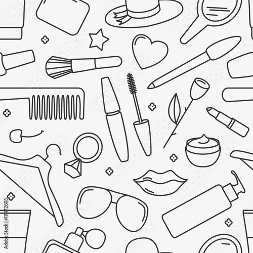 Seamless pattern - Woman cosmetics