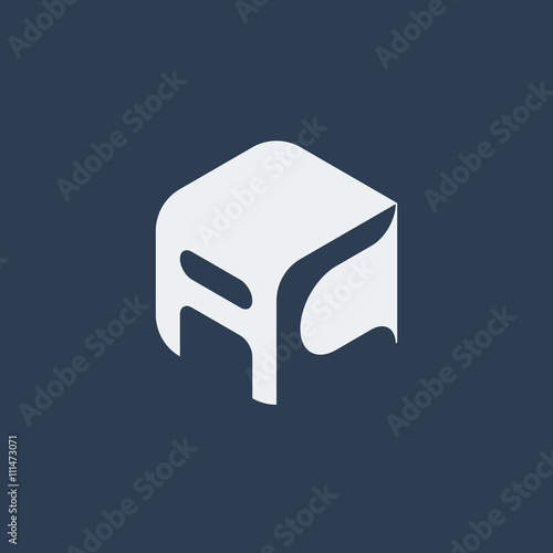 AC Logo.. Vector Graphic Business Branding Letter Element Illustration. Cube Negative Space Design. Dark Background