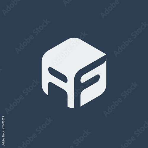 AF Logo.. Vector Graphic Business Branding Letter Element Illustration. Cube Negative Space Design. Dark Background