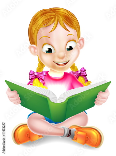 Cartoon Girl Reading Amazin...