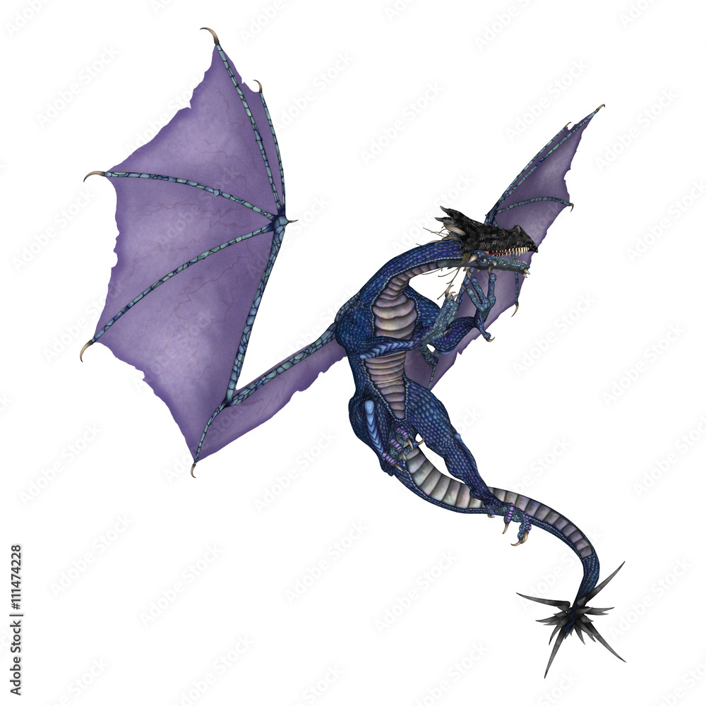 Fototapeta premium 3D Rendering Fantasy Dragon on White