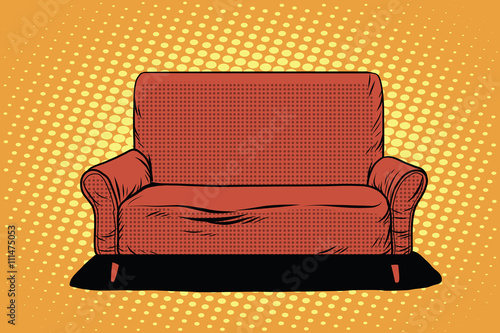 Red sofa then art retro vector