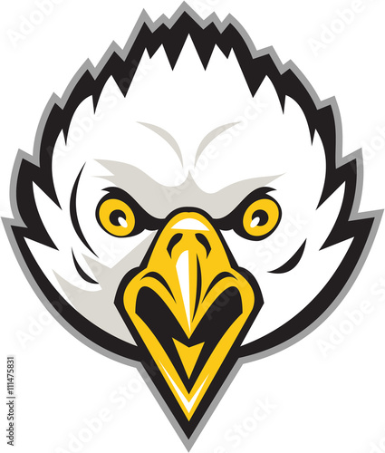 American Bald Eagle Head Screaming Retro