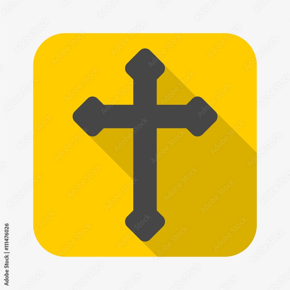 Decorative Christian cross icon with long shadow Decorative Christian cross icon with long shadow