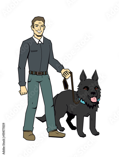 man walking with a friend-dog