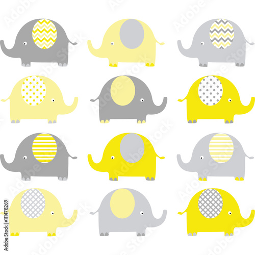 Photography Yellow and Grey Cute Elephant set.