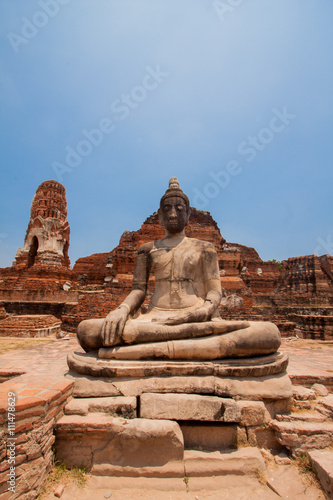 Ancient Buddha in Chaiwatthanaram Temple at ayutthaya historical park thailand © nhumnoi