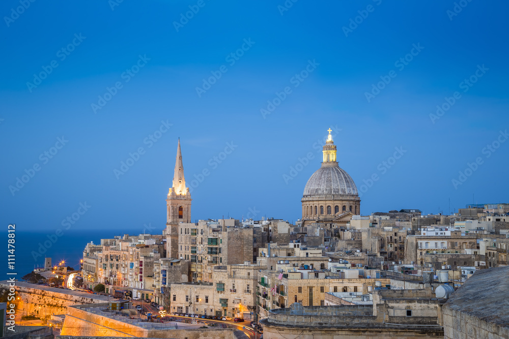 Valletta, Malta - St.Paul's Anglican Cathedral at blue hour