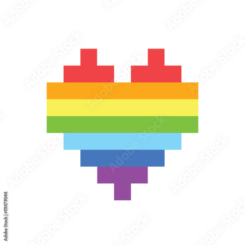 Pixel art style rainbow homosexual heart vector sign